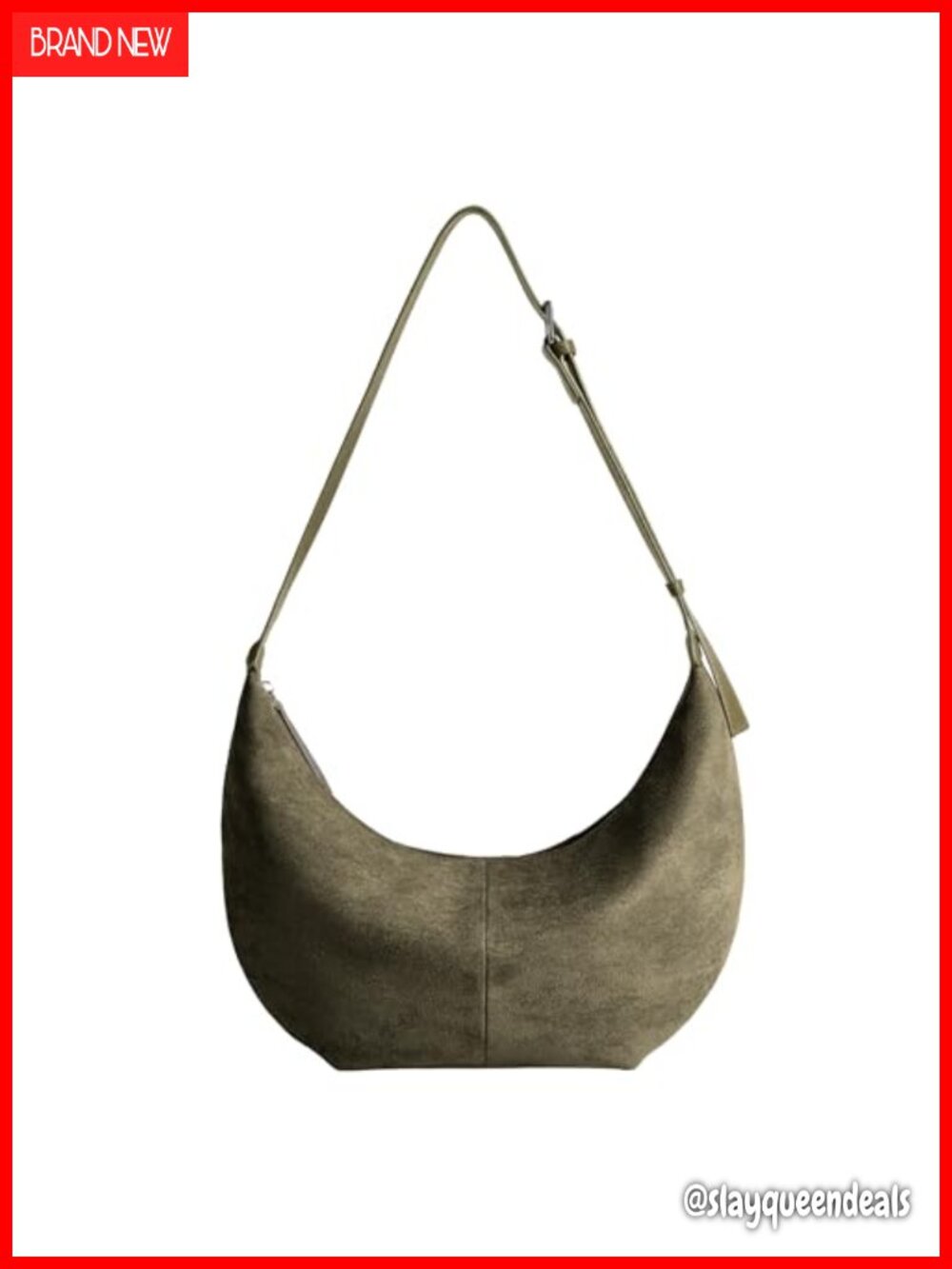 Faux Suede Crescent Crossbody Bag Hobo Shoulder Purse